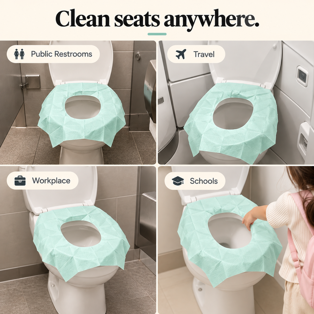 20piece disposable oversized independent packaging toilet seat cover adult and child toilet training,travel toilet seat cushion